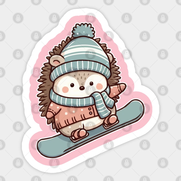 cute hedgehog snowboarding Sticker by fikriamrullah